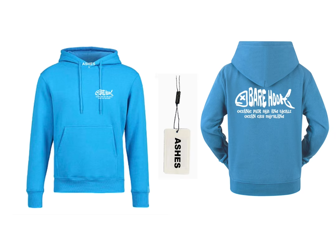BareHook Premium Pullover Hoodie – Ocean Blue | Oceanic Pier Bait & Tackle Edition