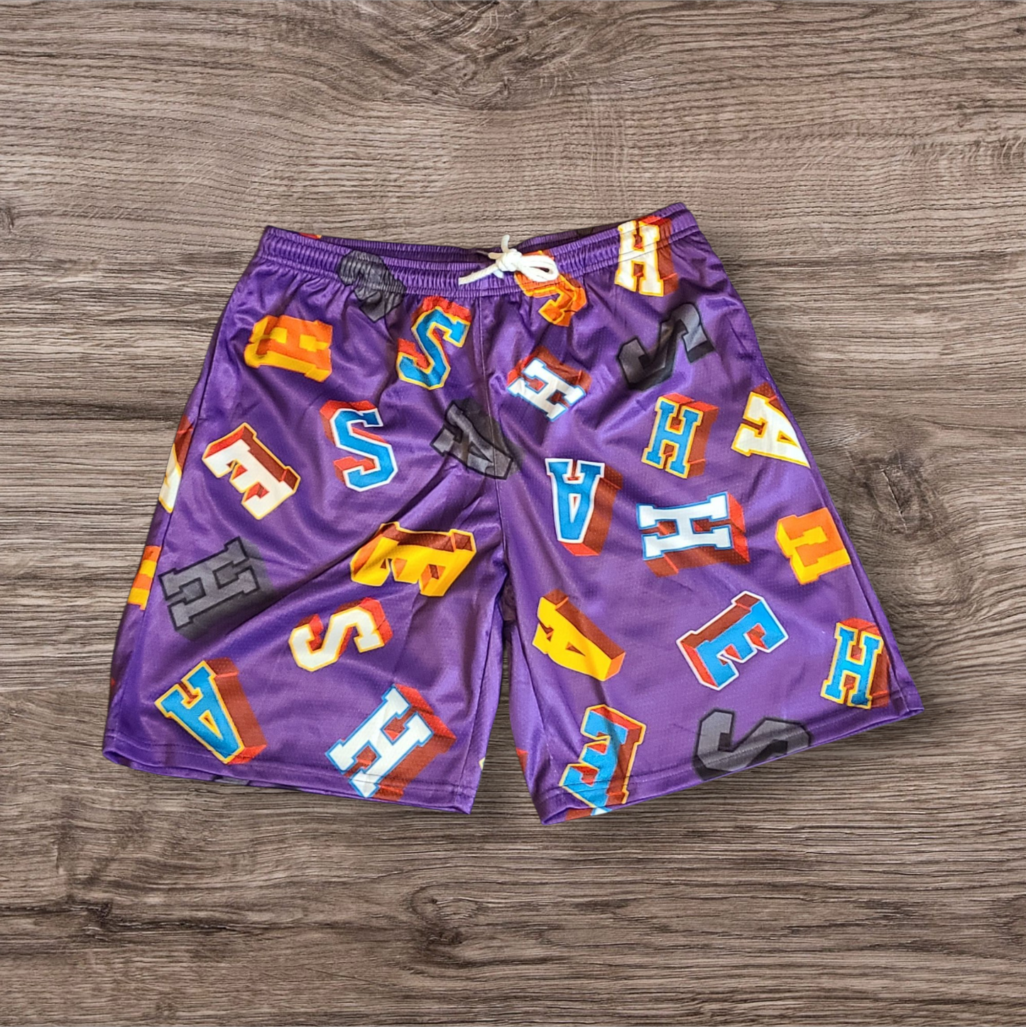 ASHES 3D Block Letter All-Over Print Mesh Short