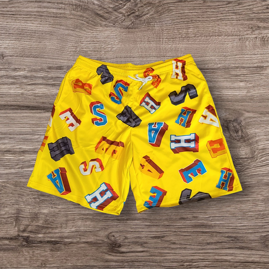 ASHES 3D Block Letter All-Over Print Mesh Short