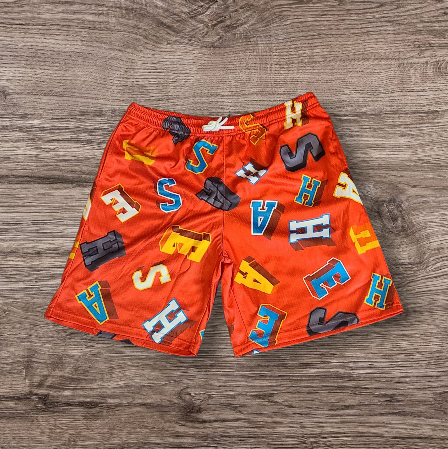 ASHES 3D Block Letter All-Over Print Mesh Short