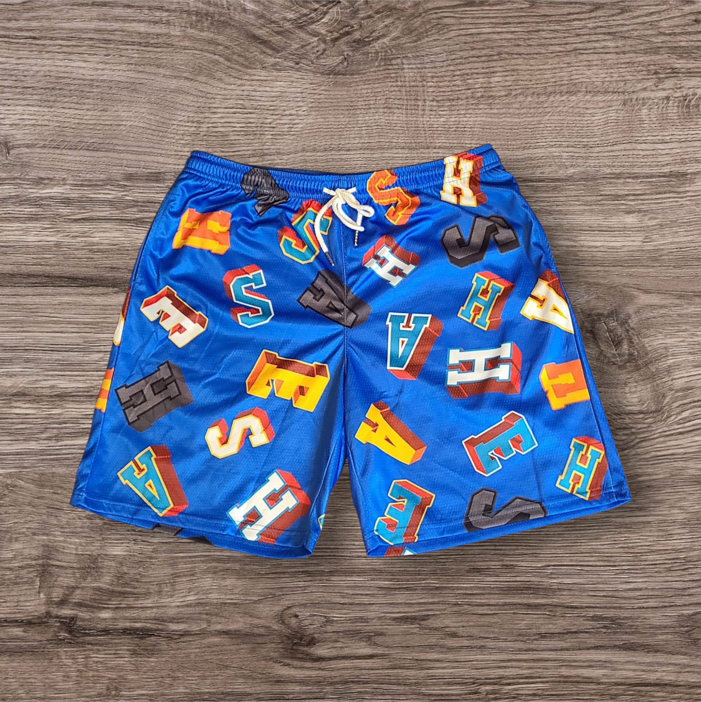ASHES 3D Block Letter All-Over Print Mesh Short