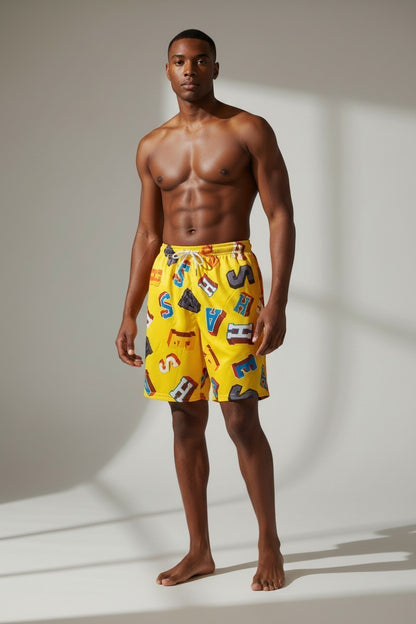 ASHES 3D Block Letter All-Over Print Mesh Short