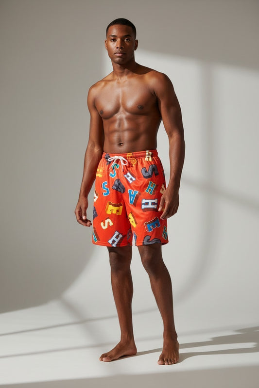 ASHES 3D Block Letter All-Over Print Mesh Short