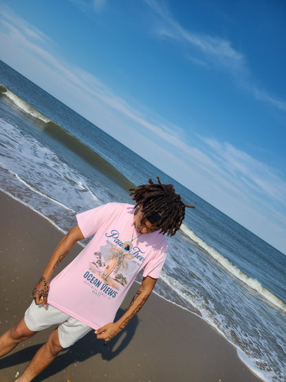 Paumtrees "Ocean views"  Pink tee shirt 🩷
