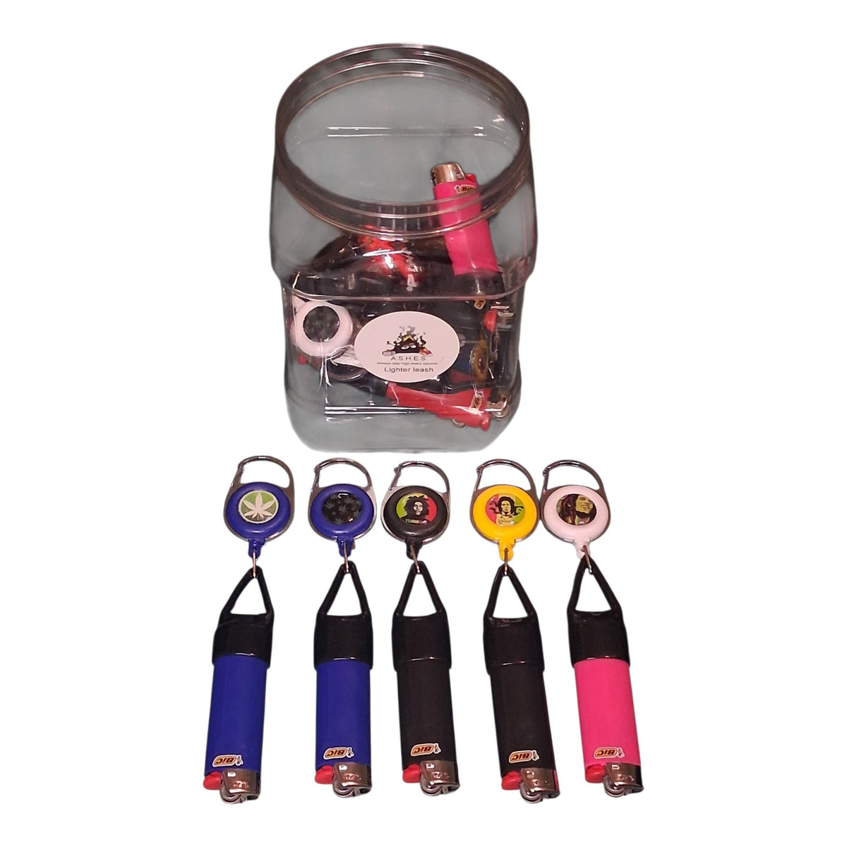 A.S.H.E.S. Retractable Lighter Leash Keychains (Assorted Colors)