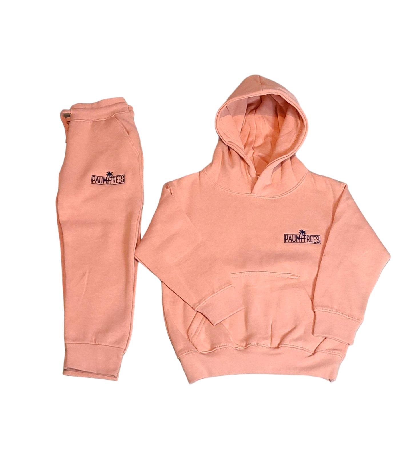 Children's Paumtrees Onyx or Peach Embroidery Hoodie set