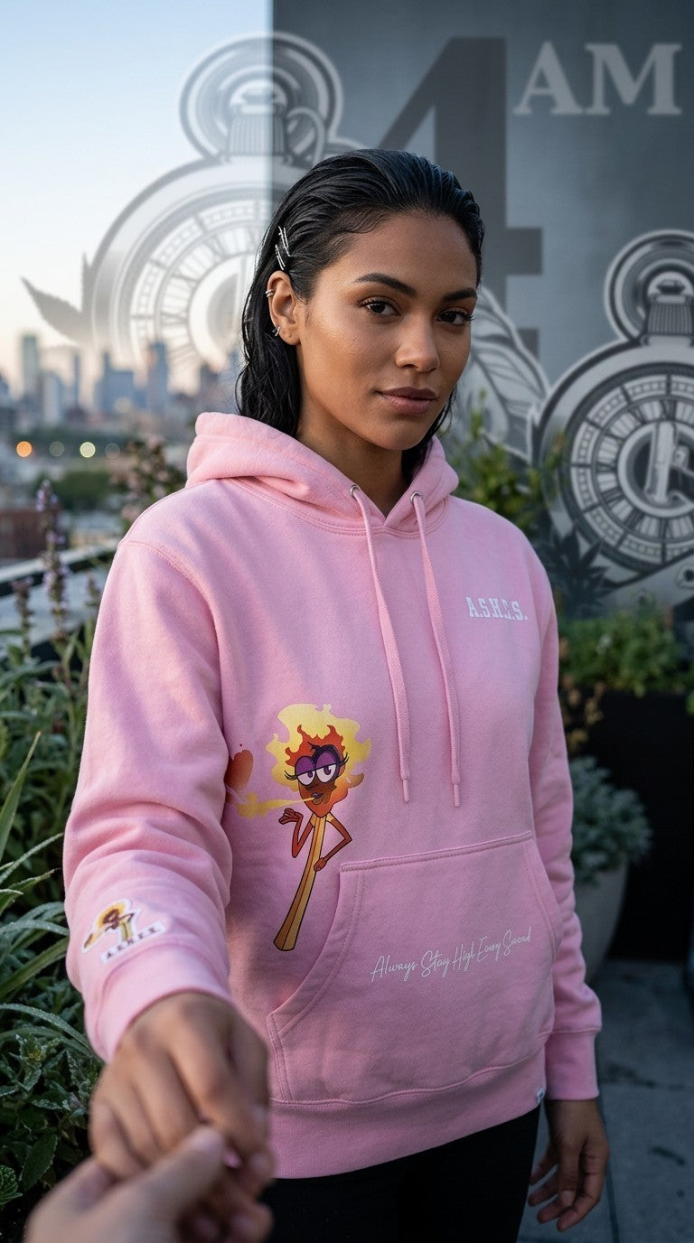 A.S.H.E.S. Graphic Character Pullover Hoodie – Pink
