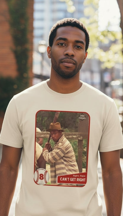 Can't Get Right" Vintage Baseball Trading Card Graphic T-Shirt – Cream / Off-White