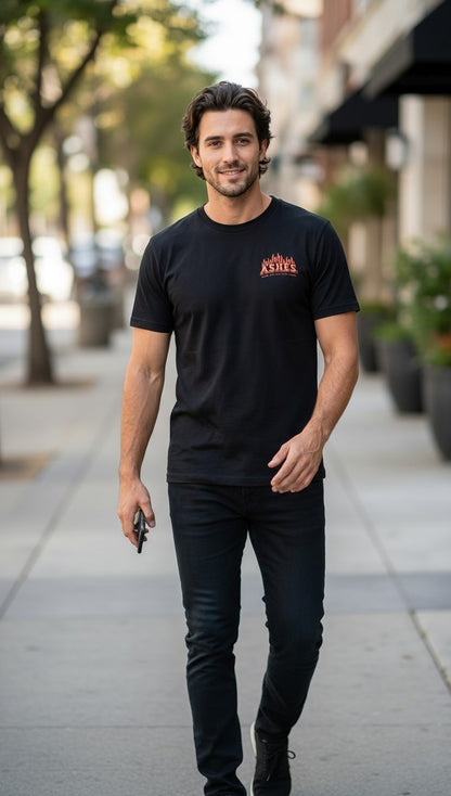A.S.H.E.S. Flame Logo Unisex Crewneck Graphic T-Shirt – Black