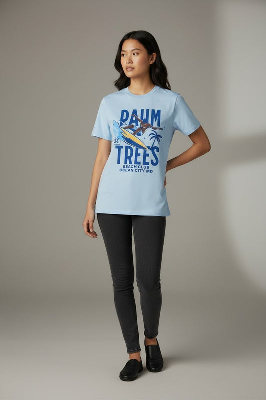 Blue PAUM TREES SURFS UP unisex tee🤍