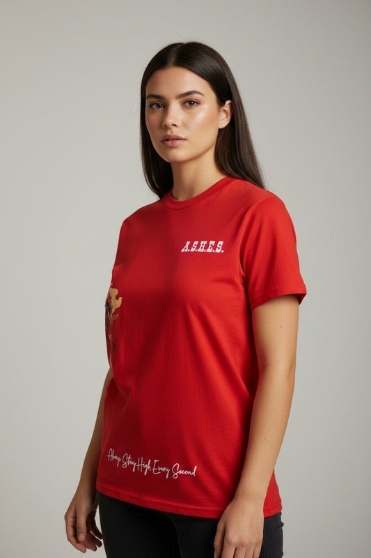 A.S.H.E.S. Character Graphic Crewneck T-Shirt – Red