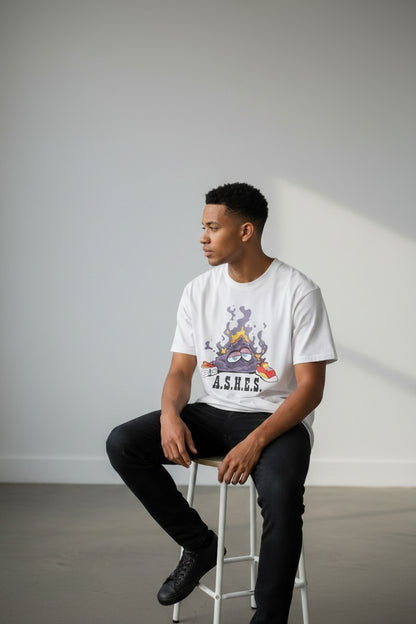 A.S.H.E.S. Mascot Graphic Boxy T-Shirt – White