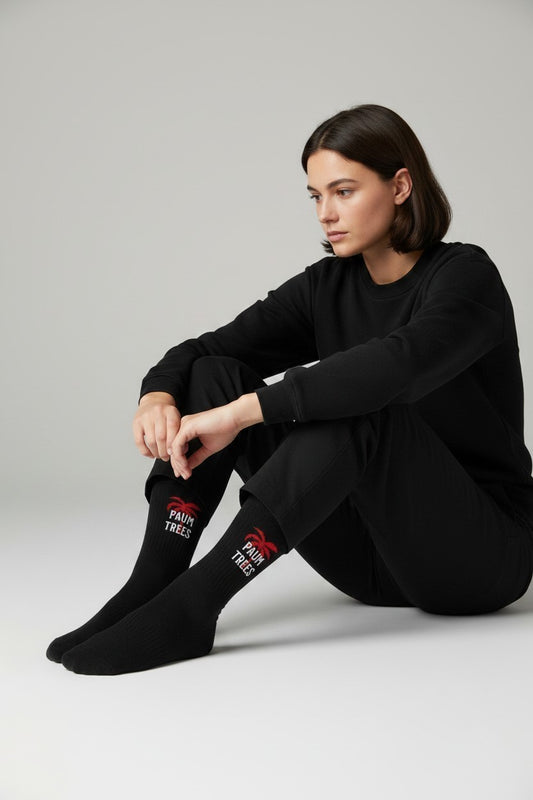 Black and red Paumtrees socks