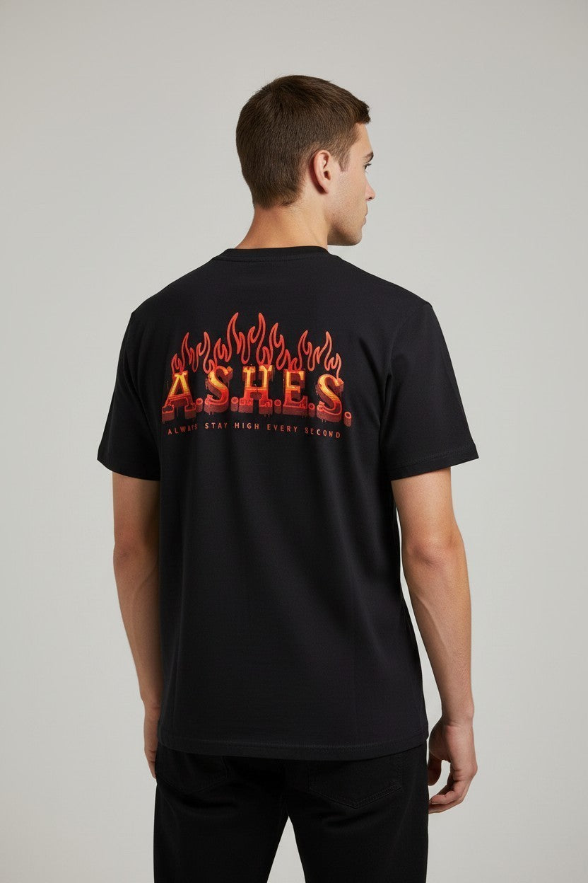 A.S.H.E.S. Flame Logo Unisex Crewneck Graphic T-Shirt – Black